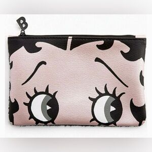 Pink and Black Cartoon Face makeup bag (Small)
